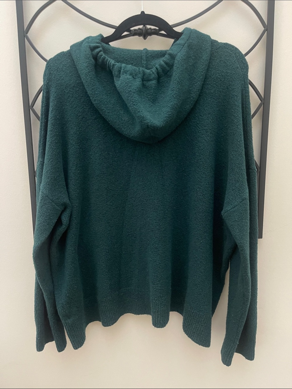 Cozy Teal  Green Hooded Knit Pullover - Picture 3 of 3